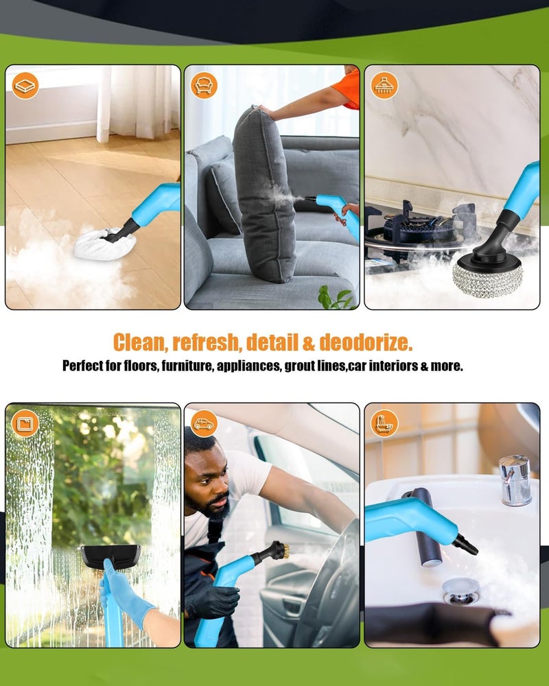 DOVERC Handheld Steam Cleaner for Home, 10s Heat-Up/2.11 Qt Tank/4.5BAR High Pressure Steamer for Cleaning, 3 Level Pressurized Portable Steam Cleaner for Car, Kitchen, Grout, Tile, Dirt, Bed Bugs, Blue - Image 4
